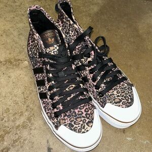 Adidas Nizza Women's Bravada Mid Skate Platform Shoe Leopard New Without Box